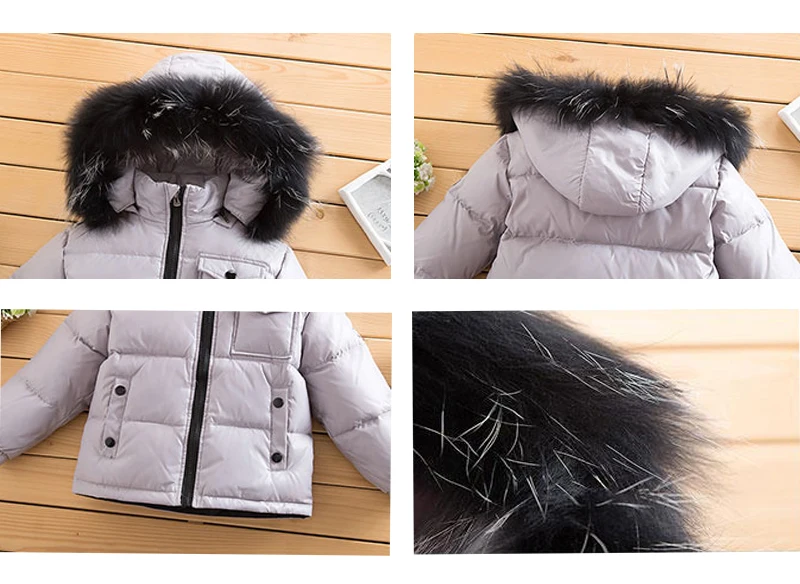 Детская зимняя одежда на 90% белом утином пуху теплая верхняя зимние куртки пальто - Фото №1