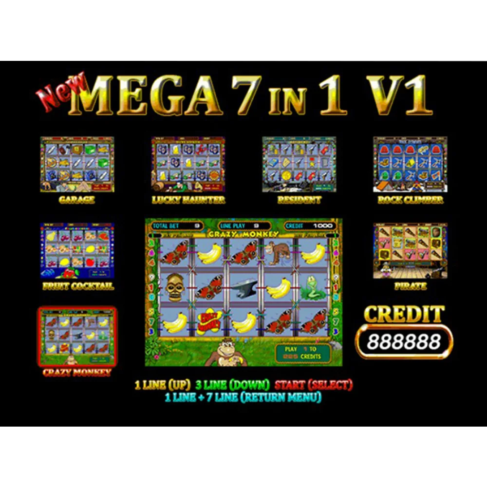 

Hot sale New Mega 7 in 1 slot game board Video casino fruit game for gamling slots machine