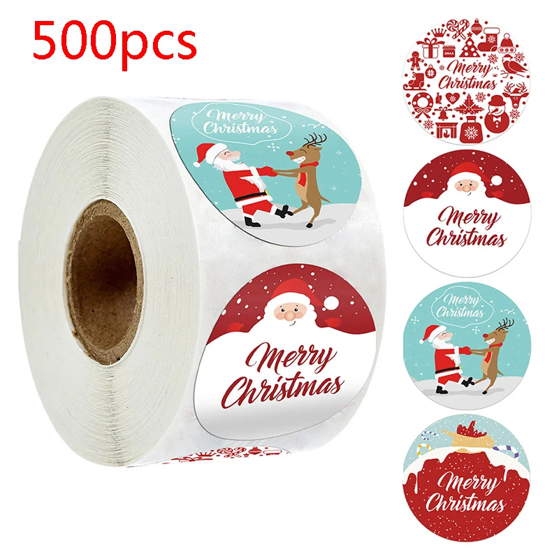 

500 шт., новогодние наклейки, 1,5 дюйма