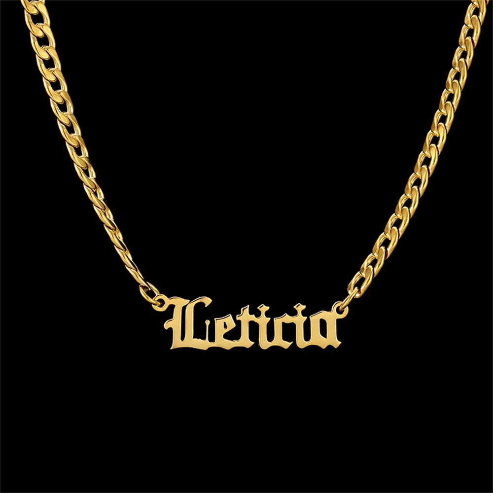 

Custom Personalized Name Necklace For Men Stainless Steel 5mm Cuban Chain Gold Hip hop Fashion Nameplate Choker Jewelry Gift