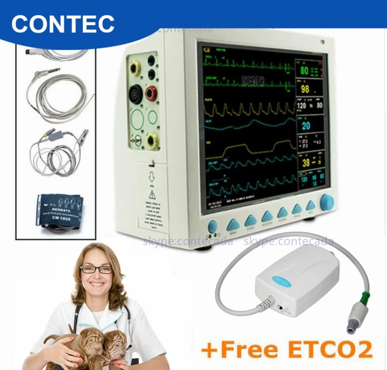 CMS8000 Ветеринарный монитор пациента капнограф жизненные знаки 7 параметров+ ETCO2 ICU