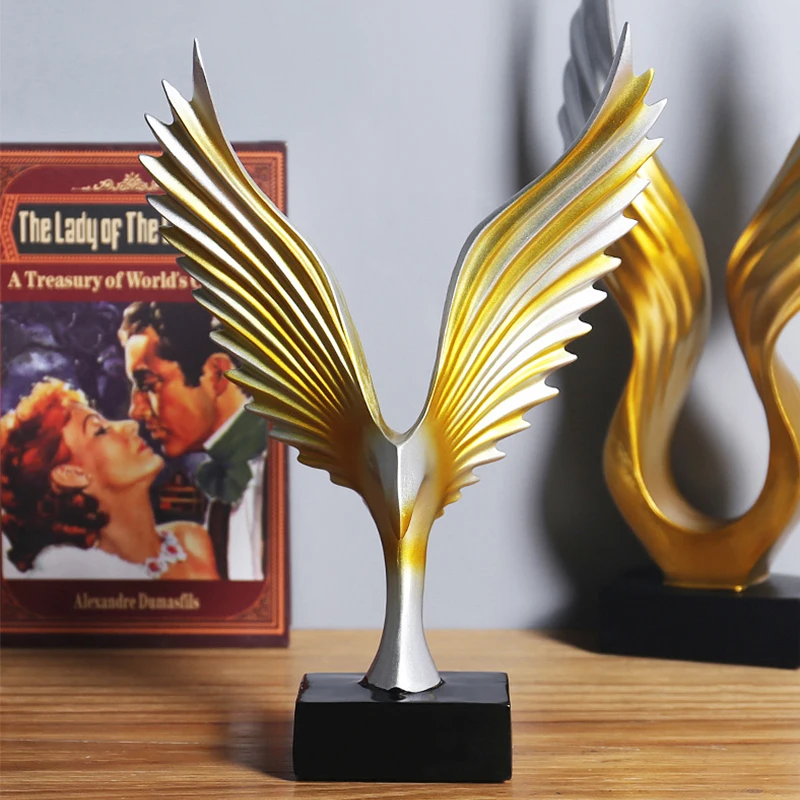 Новый 2021 золотой трофей Крылья Ангела скульптура украшения дома аксессуары для