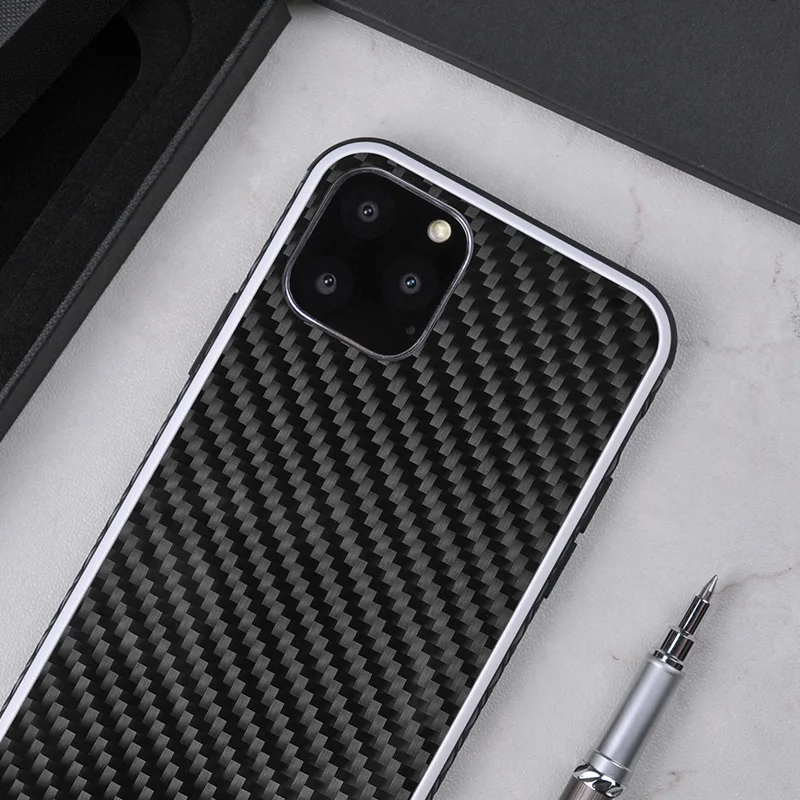 Kevlar Модный чехол для телефона из чистого углеволокна iphone 11 pro max Ультратонкий