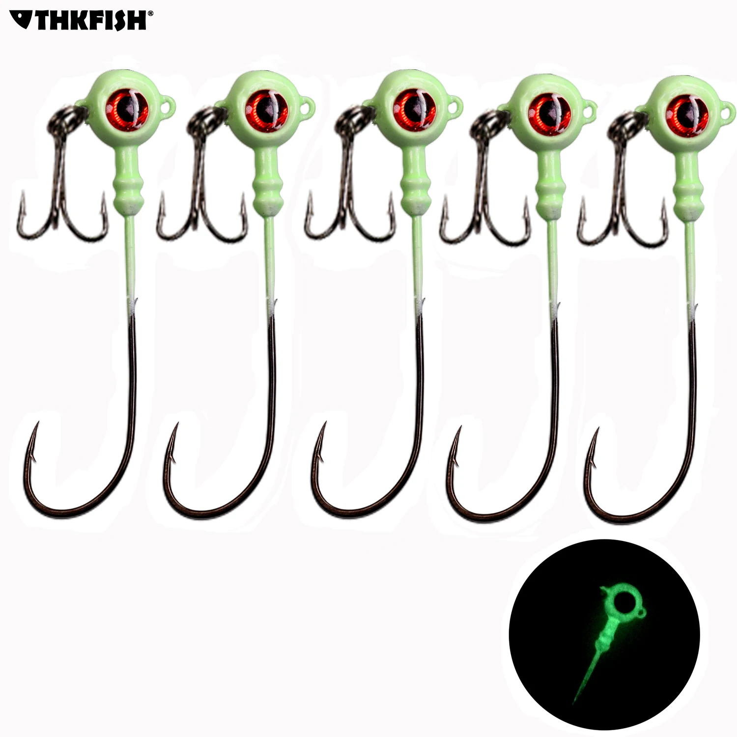 5pcs/bag Crank Jig Head Hook Carbon Steel Round Head Fishing Hooks With Treble Hooks Soft Worm Fishing Accessories 5g 7g 10g