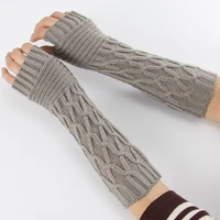 winter women arm warmer knitted sleeve long knitted fingerless gloves casual warm soft female mittens gloves