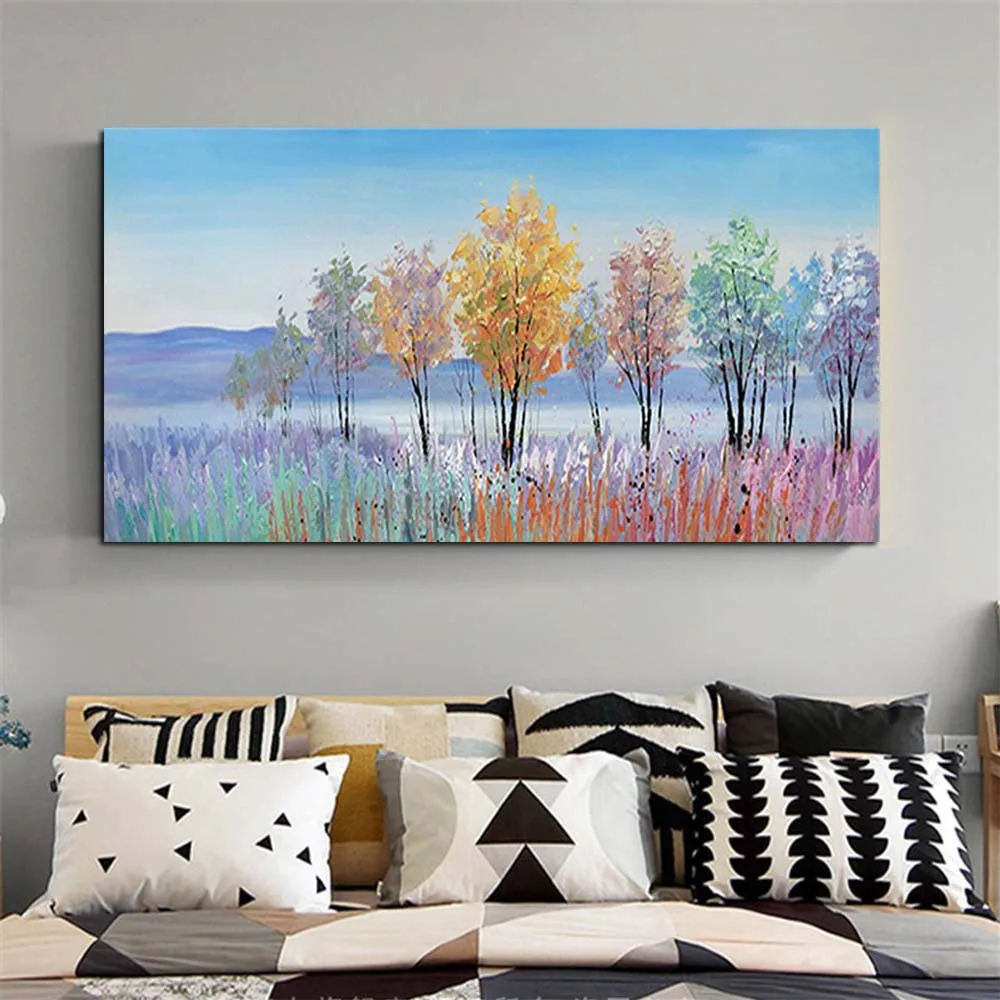 Большой размер ручная роспись абстрактный цветок пейзаж Настенная картина