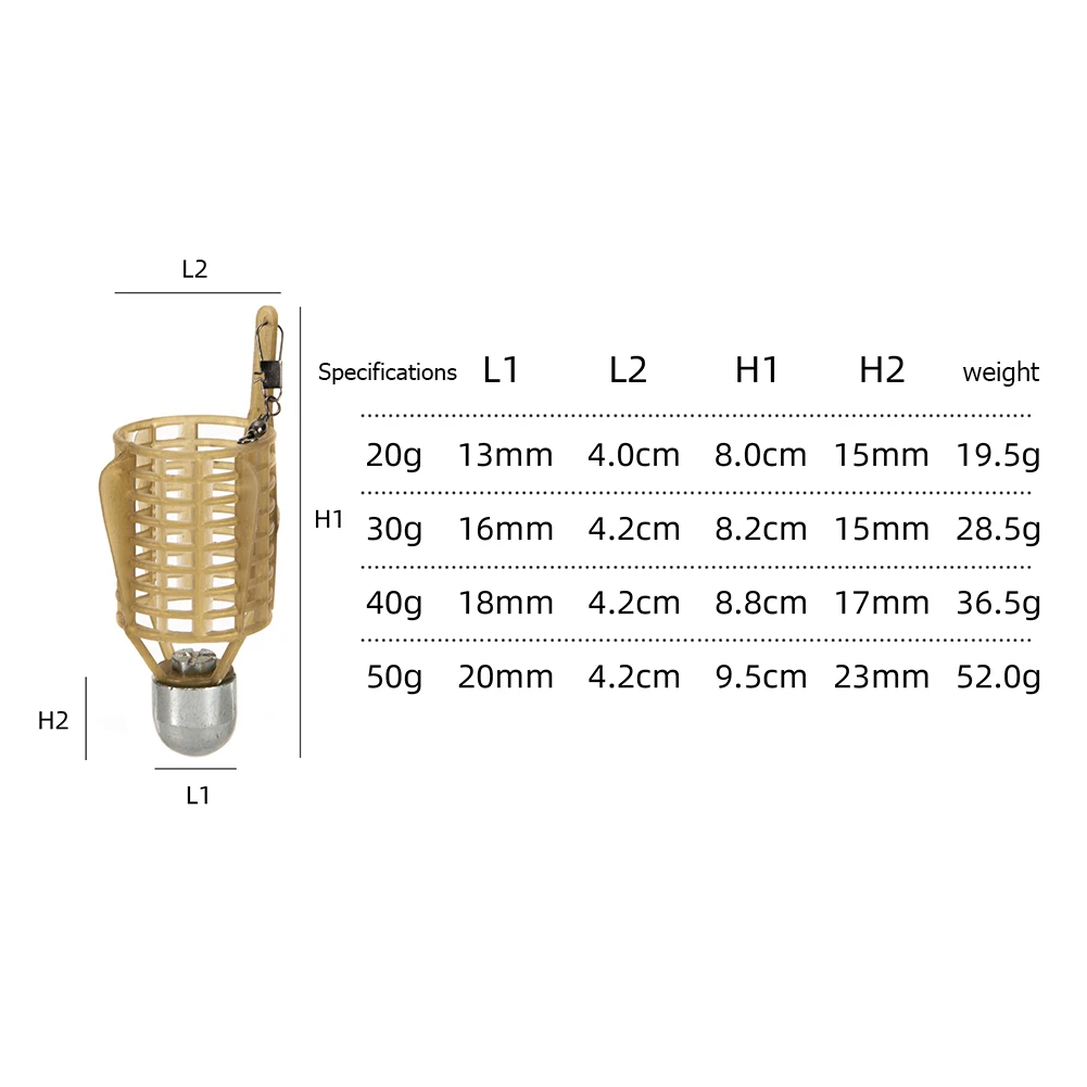 

20g / 30g / 40g / 50g fishing feeder bait trap net cage heavy iron head fishing tool marine nest feeder accessories portable