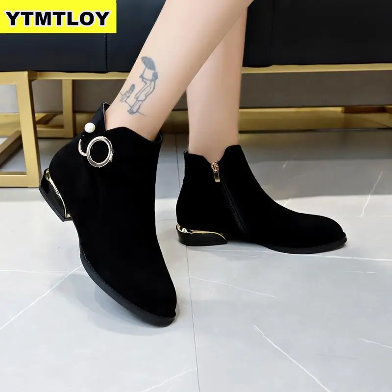 Женские ботинки на молнии повседневные теплые зимние с мехом M50 # | Обувь