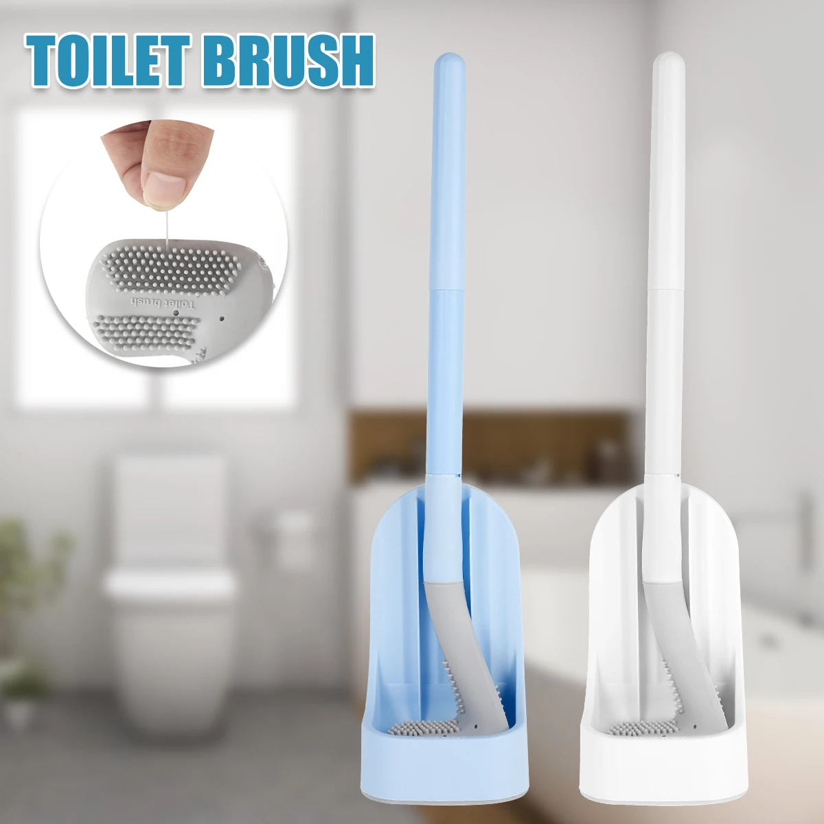

Golf Toilet Brush Soft TPR Silicone Toilet Brush With Drying Rack Wall-mounted Detachable Long Handle Bathroom Cleaning Tool