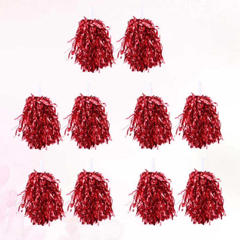 

10 Pcs 25g Cheering Balls Squad Spirited Fun Cheerleading Kit Cheer Poms Cheerleaders Supples with Handle for Competitio