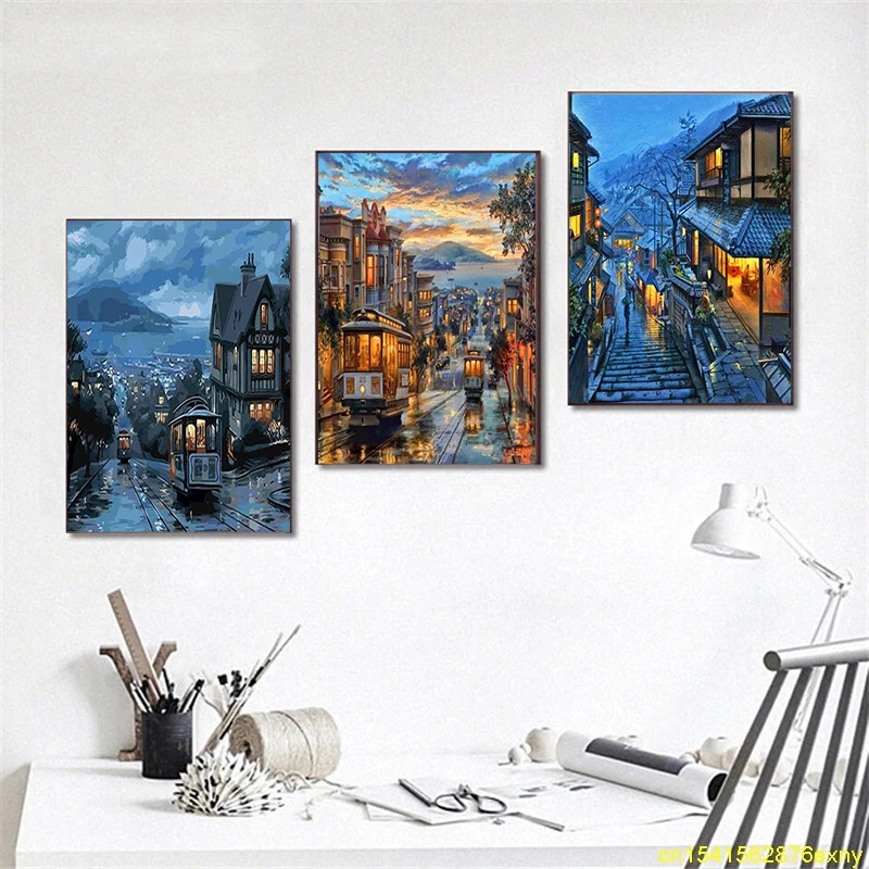 

Paintings By Numbers City Road Scenery Oil Paint Painting By Numbers Acrylic Paint Unique Home Decorationd Colouring Zero Basis