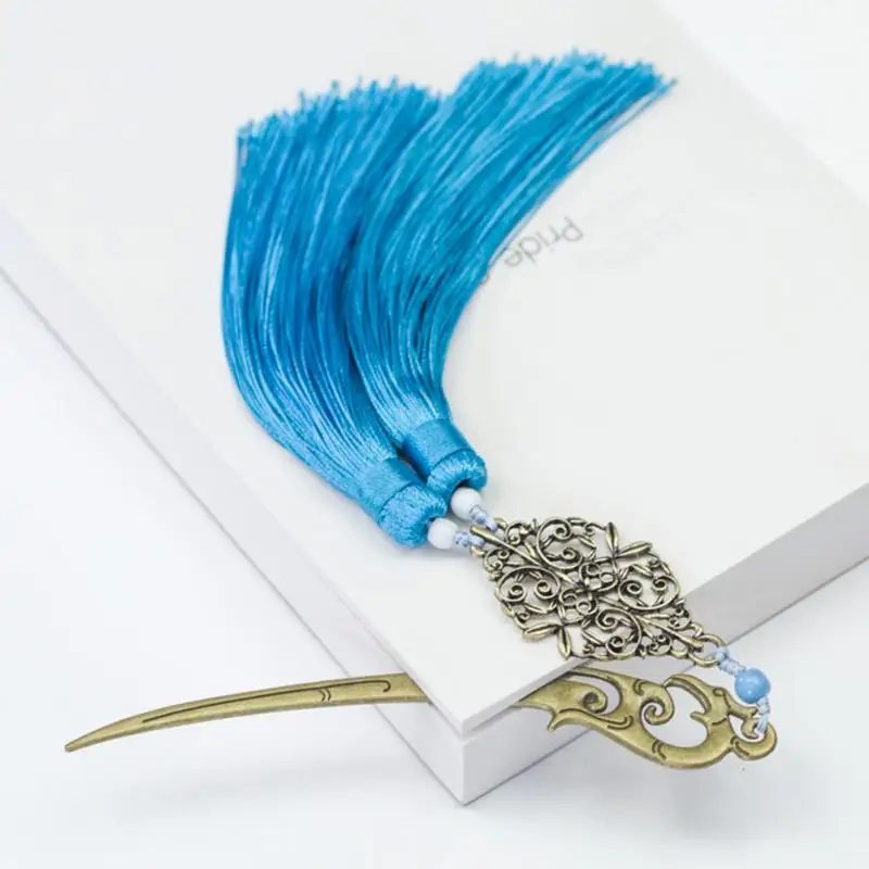 Длинная Новинка металлическая Закладка с кисточкой плетение волос застежка