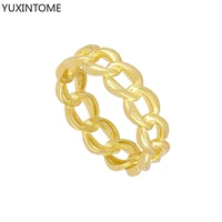punk hiphop gold color chain rings for women girls punk geometric simple finger rings trend party jewelry accessories