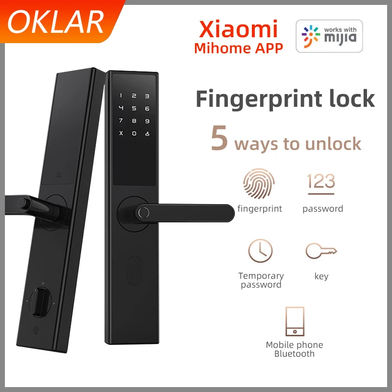 

OKLAR Digital Electronic Lock Biometric Fingerprint coded door Lock For Mihome Mijia APP Security Lock Smart Finger Print lock