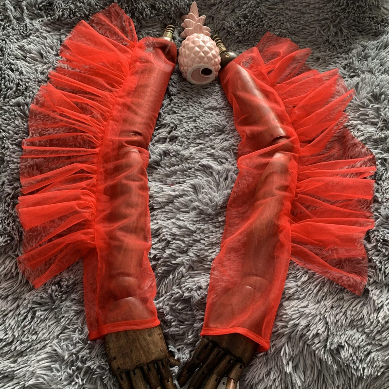 5 цветов модные пушистые сетчатые рукава женские перчатки феи с кружевными