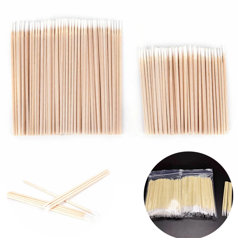 

Disposable Cotton Swab Lint Free Micro Brushes Wood Cotton Buds Swabs Ear Clean Stick Eyelash Extension Glue Removing Tool