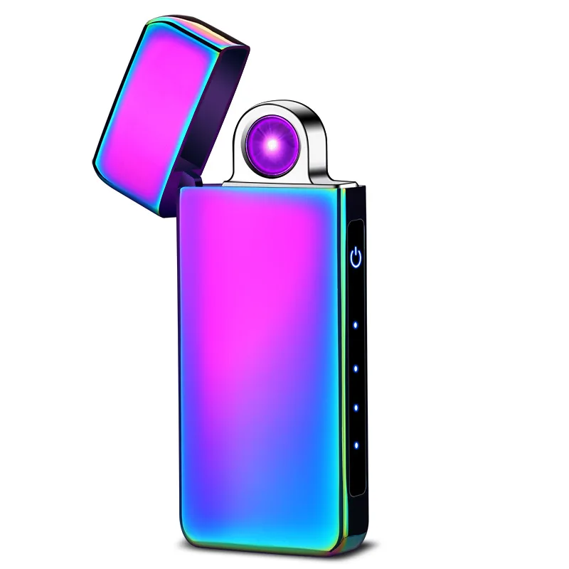 Новый Спиннинг электронная USB Зажигалка светодиодный Батарея Дисплей 180 градусов