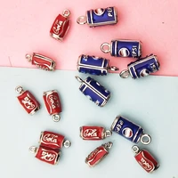 10pcs 3d drinks can charms enamel metal charms for jewelry making fashion earring bracelet beverages pendant floating