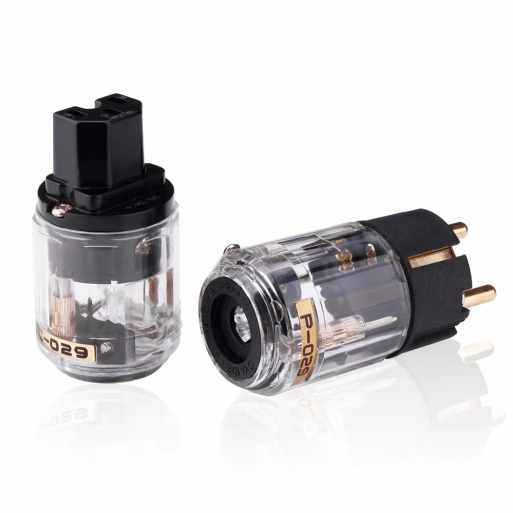 Фото Oyaide P-029E + C-029 Schuko, штепсельная вилка Hi-Fi IEC, самодельный соединитель для аудио, пара переходников, пара №3