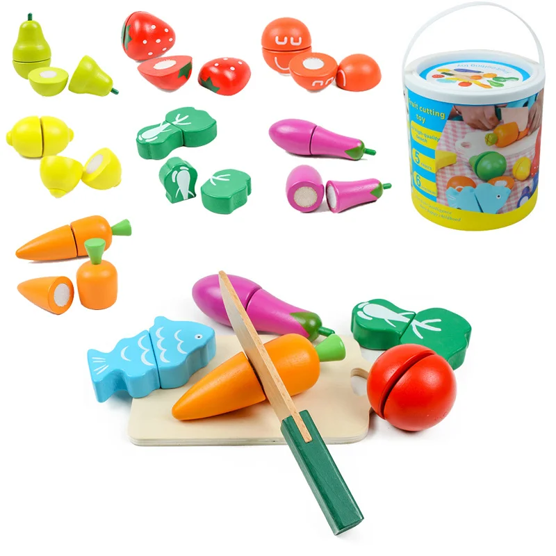 

Новинка 2021, деревянная кухонная игрушка для резки фруктов, овощей, набор для раннего развития, детский дом, имитация еды, игрушки для девочек...
