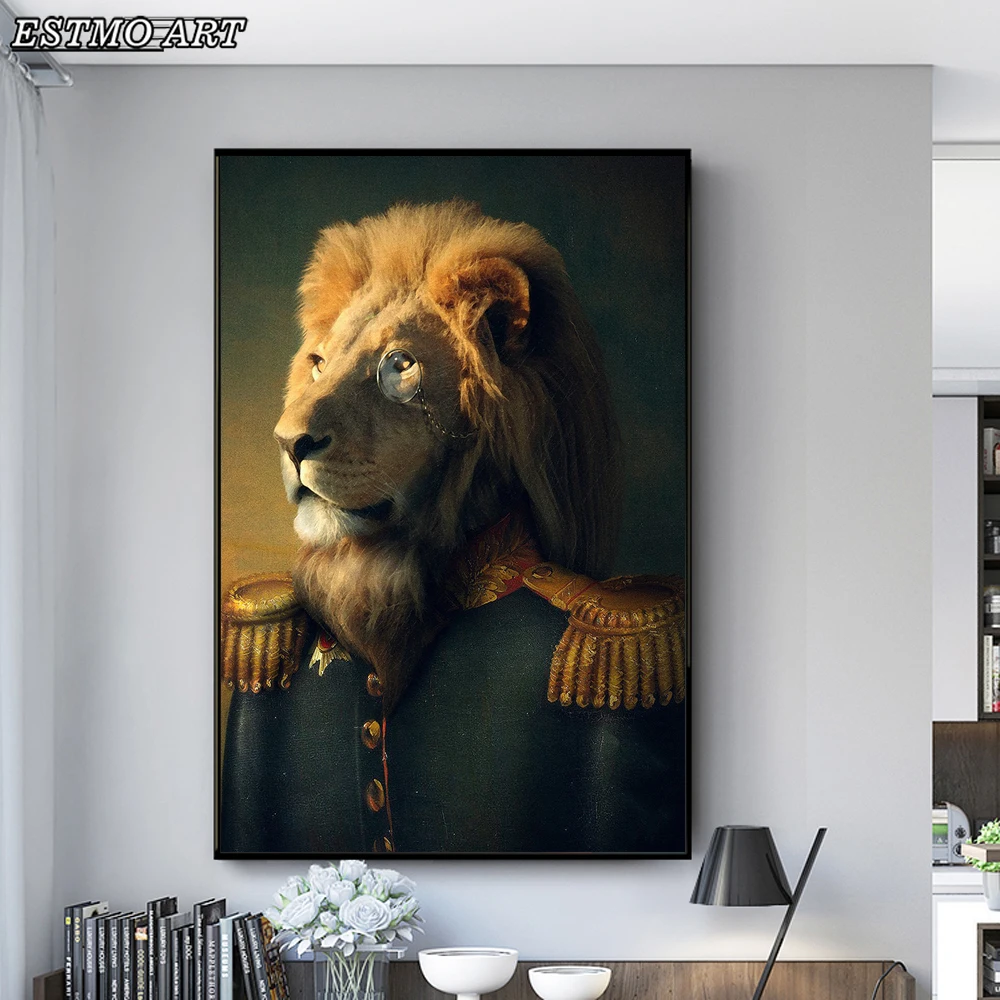 

Cuadros Decoracion Salon Lion Classical Art Painting Print on Canvas Posters and Prints Ainmals Suit Nordic Wall Art Paintings