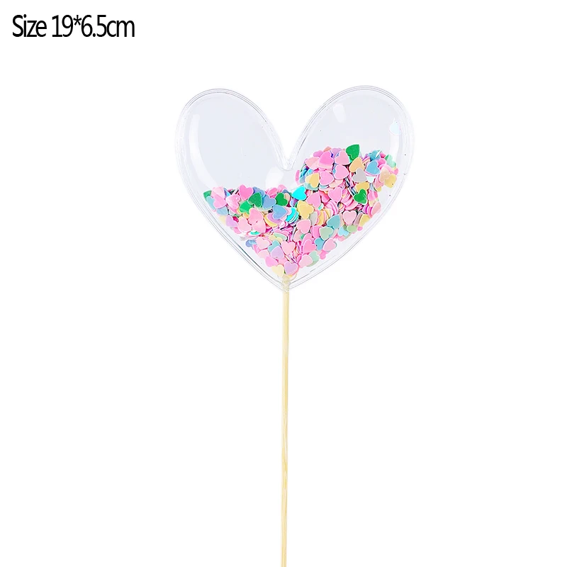 H05 heart Разноцветные конфетти Звезда бусины в виде сердца Русалка облако Корона прозрачные топперы на свадебный торт дети день рождения праздничный торт - Цвет: H05 heart