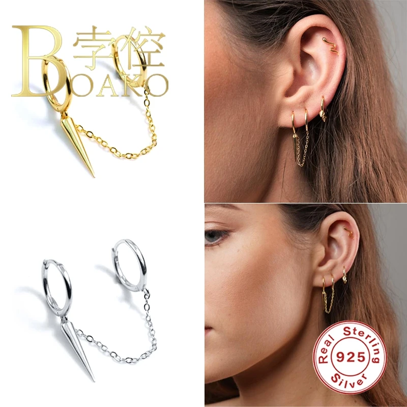 

BOAKO Rivet Hoop Earrings For Women 925 Silver Earrings 2020 Fashion Girl Gold Earrings Fine Jewelry Pendientes Brincos