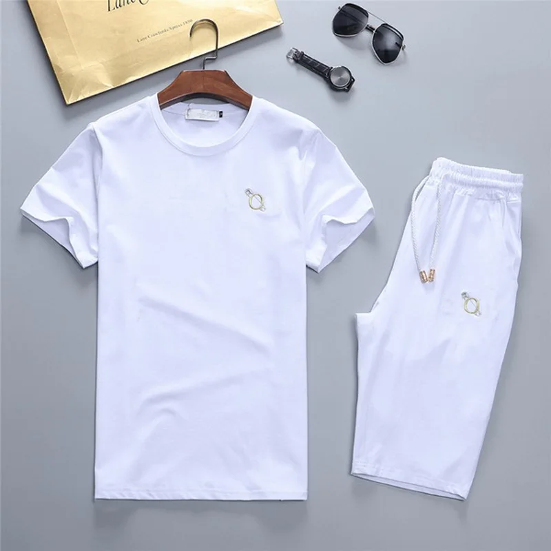 

Casual fashion classic Summer Men's T-shirt Set Men's Sportswear Set Basketball Sports Fitness Printed Short Sleeve + Men's Sui