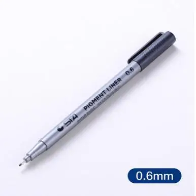 0.6mm 1 шт. пигментный лайнер Pigma Micron чернила маркер ручка Sakura Fineliner набор кисть чернила Маркер эскизы ручки черные маркеры наконечник для искусства - Цвет: 0.6mm