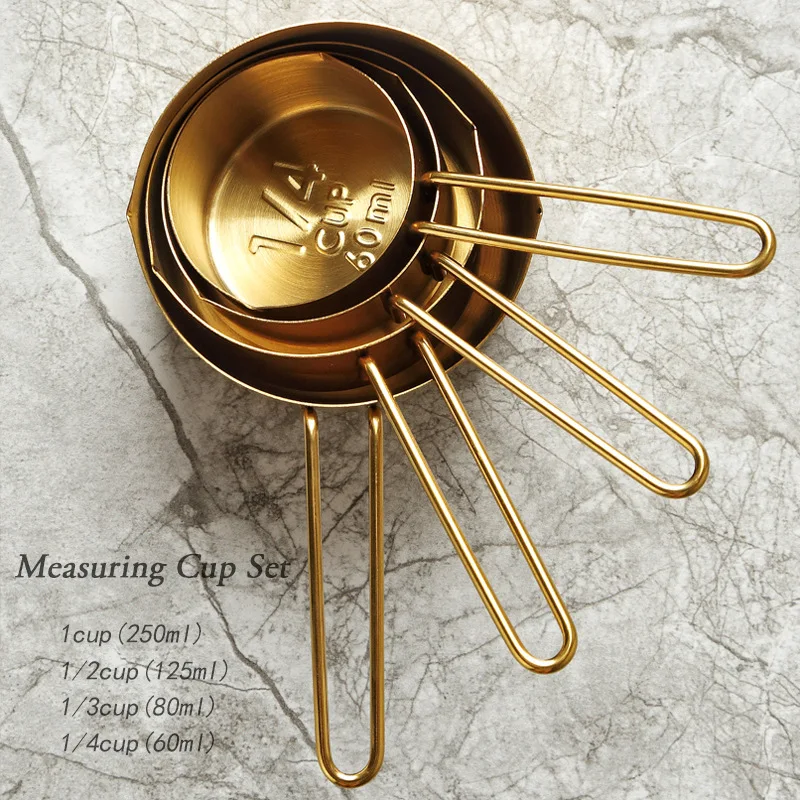 

Rose Gold Measuring Cups Stackable Kitchen Scale Stainless Steel Tablespoons Home Measuring Cups Food Baking Cooking Gadget Sets