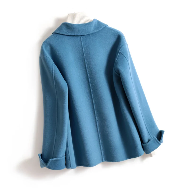 Женское короткое кашемировое пальто Повседневная однобортная верхняя одежда из