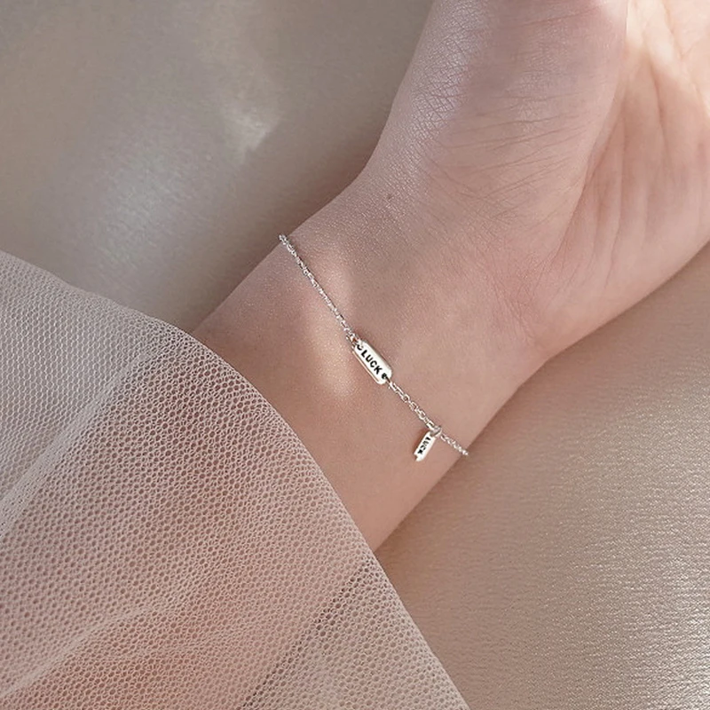 

925 Sterling Silver Pin Retro Moon Sun Lettering Lucky 7 and Other Exquisite Style Bracelets