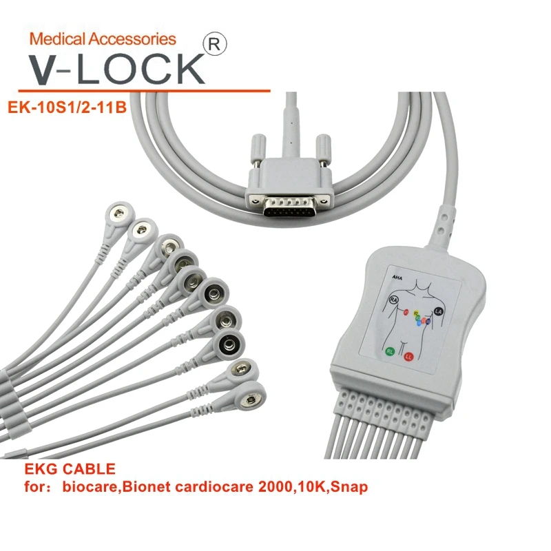 Nihon Konden EKG кабель с 10 leadwires популярный кабельный зажим | Красота и здоровье