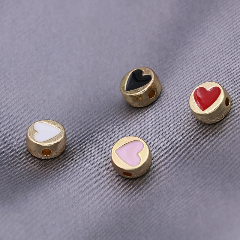 Бусины-разделители JAKONGO Золотая эмаль круглое сердце для изготовления ювелирных