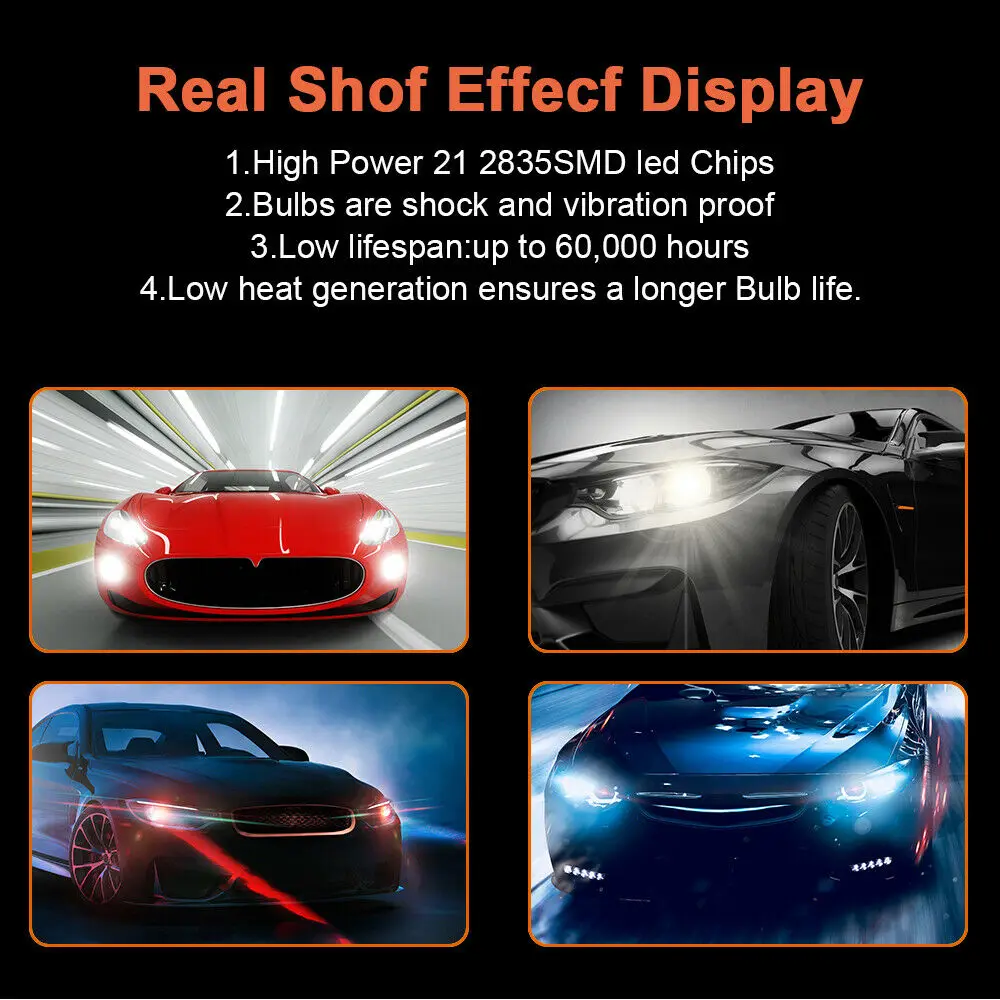 

High Beam Headlight Bulb DRL CSP LED chips LD2261 Error Free 10-30V DC