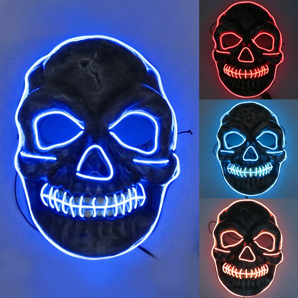 Светящиеся светящиеся светодиодный маски вечеринка Хэллоуин страшная маска EL Wire