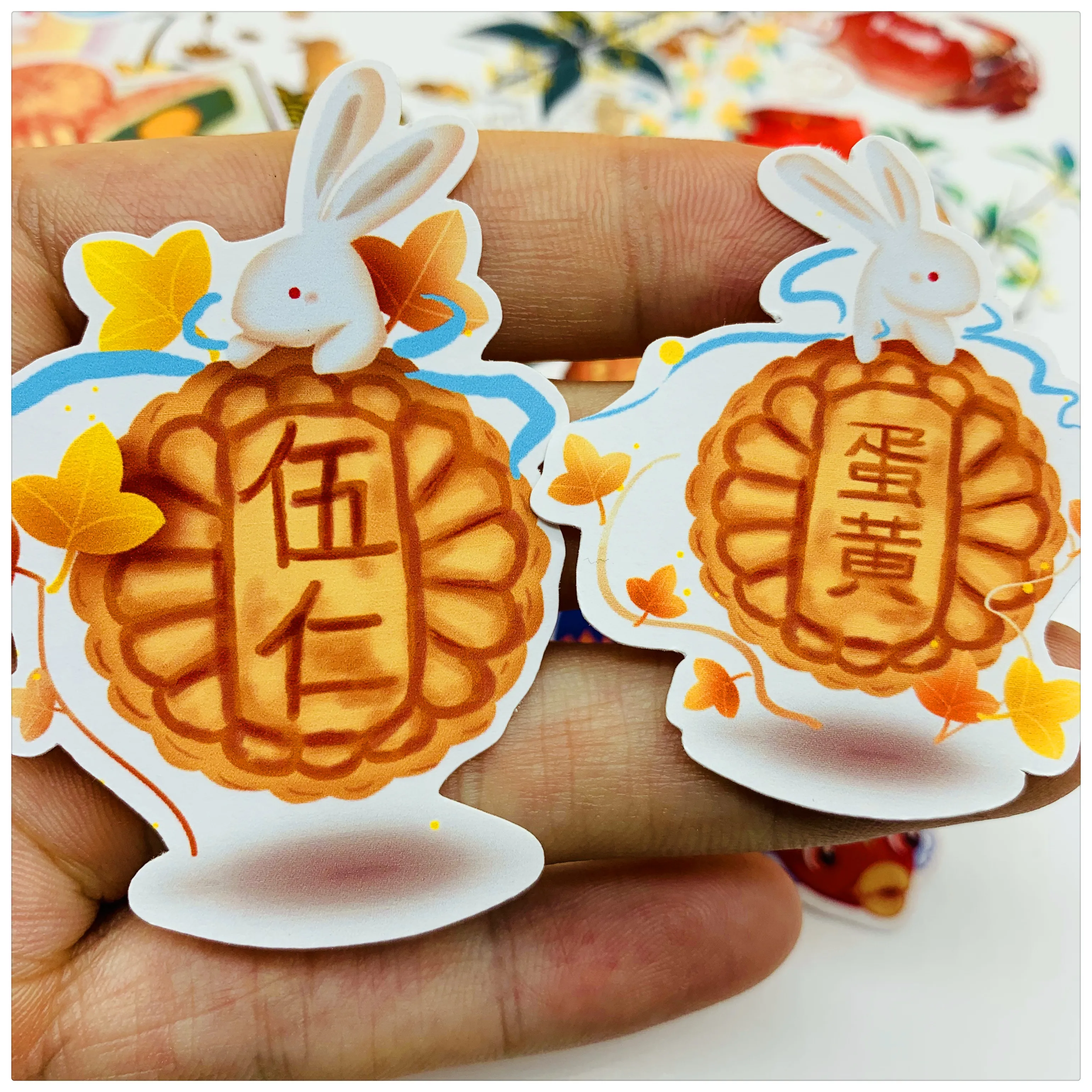 24 звёздочки винтажные наклейки в виде китайского Лунного торта на середину осени