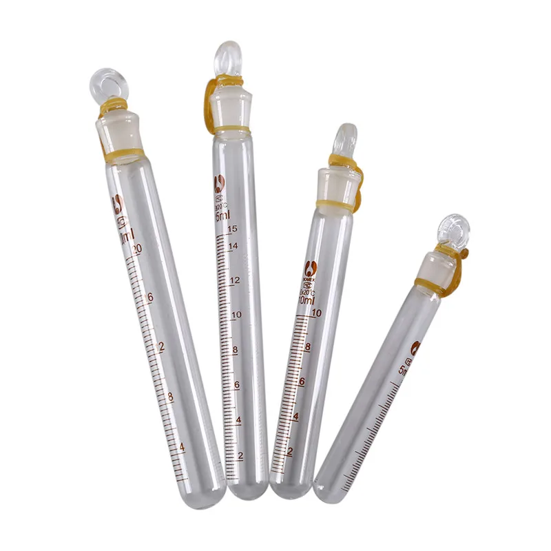 

Glass Tube 5/10/15/20ml Graduated Lab Clear Glass Test Tube Round Bottom With Stopper Glassware Lab Supplies 1pc