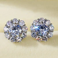 huitan delicate silver color stud earrings for women shiny white cubic zirconia stylish bridal wedding earring aesthetic jewelry