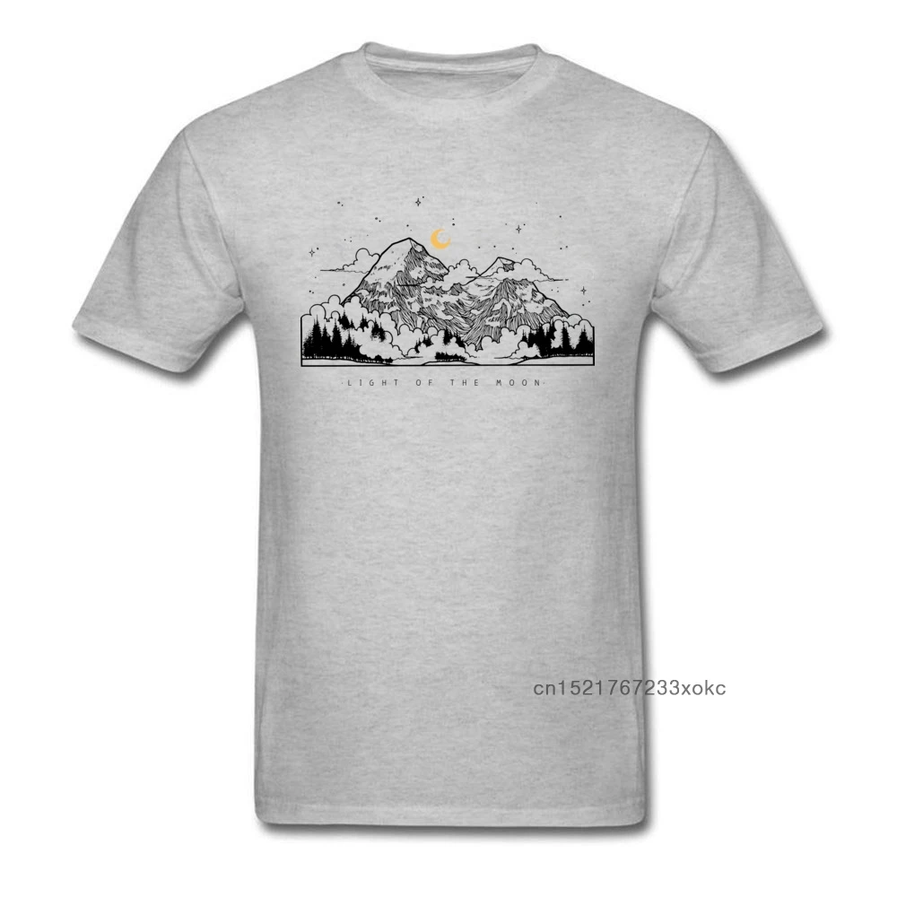 Мужская футболка с короткими рукавами летняя круглым вырезом светильник Луны 100%