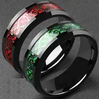 Кольцо с драконом из титановой стали красное зеленое углеродное волокно инкрустация черным драконом удобное для мужчин обручальное кольцо модное ювелирное изделие подарок