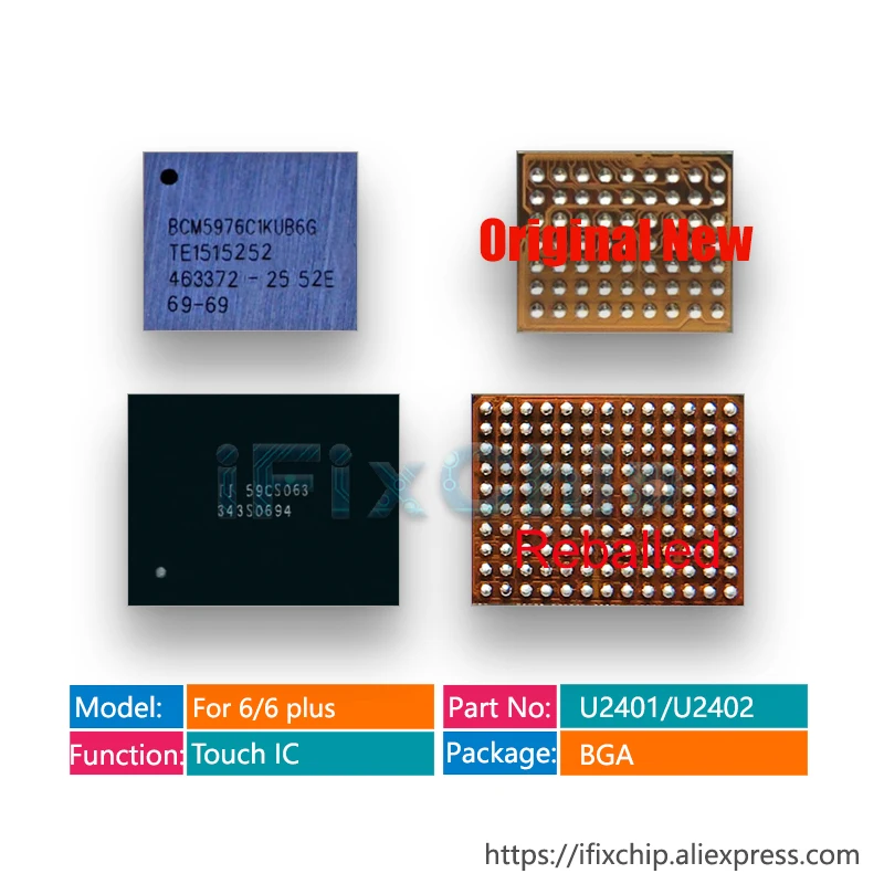 Reballed 343S0694/U2402 + Новый BCM5976/U2401 для iphone 6/6 plus/6 plus драйвер сенсорного экрана черный