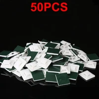 50pcs self adhesive cable zip tie mount base wiring sucker positioning sheet sticky wire manager wall holder fixing seat clamp