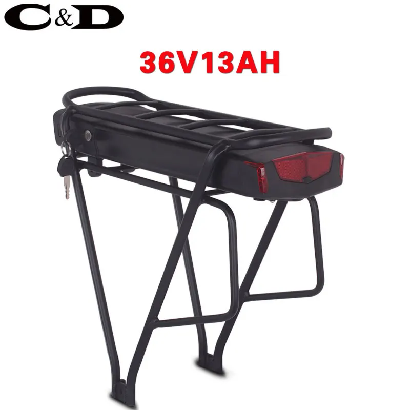 36V 13AH 2A charger Задняя стойка 48 В батарея 36 В батарея для электровелосипеда 52 В батарея для электровелосипеда для велосипеда литий-ионная аккумуляторная батарея для багажника - Цвет: 36V 13AH 2A charger