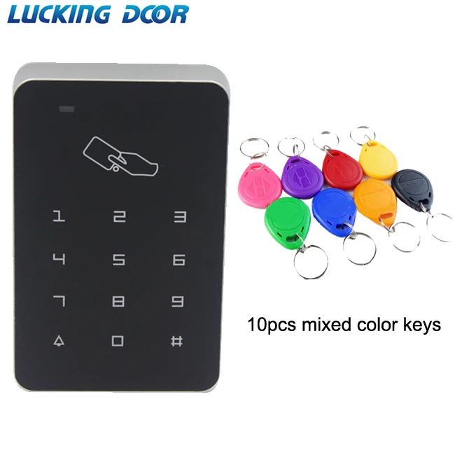 AC and 10 color Key LUCKING дверь 125 кГц RFID цифровая клавиатура система контроля доступа дверной замок управление Лер RFID считыватель карт w/10 шт. TK4100 ключ - Цвет: AC and 10 color Key