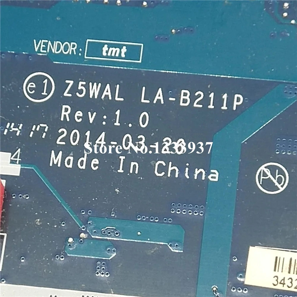 

Z5WAL LA-B211P For Acer Aspire E5-511 E5-511P Laptop Motherboard With N2840 N2930 N2940 N3530 N3540