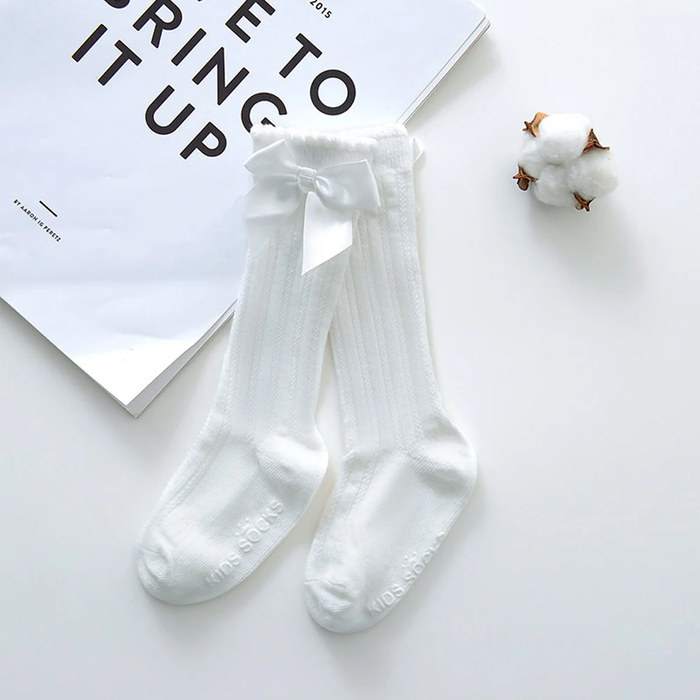 Kids girl cute socks Knee socks High Bow Knot Princess Socks Baby Socks Long Tube Booties Vertical Striped sokken meias 0-4Y