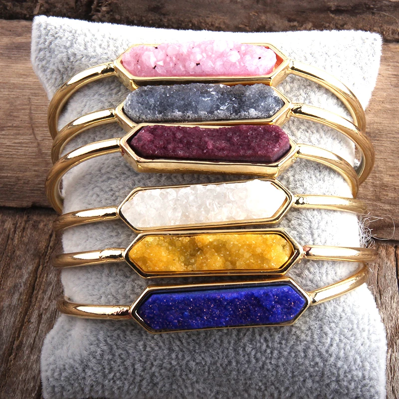 Женские браслеты манжеты с натуральным камнем и медалью RH Fashion Boho|Браслеты