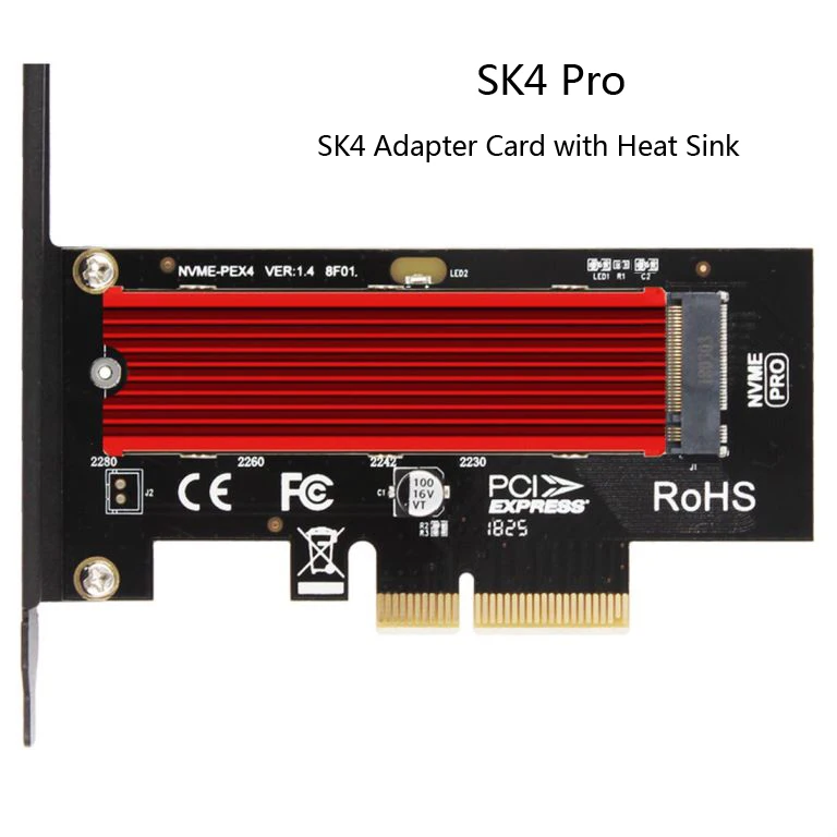 JEYI SK4 Pro M.2 SSD для адаптера PCIE X4 M Key Interface Card PCI Express 3 0x4 с теплоотводом NVMe 2230 2280 m.2