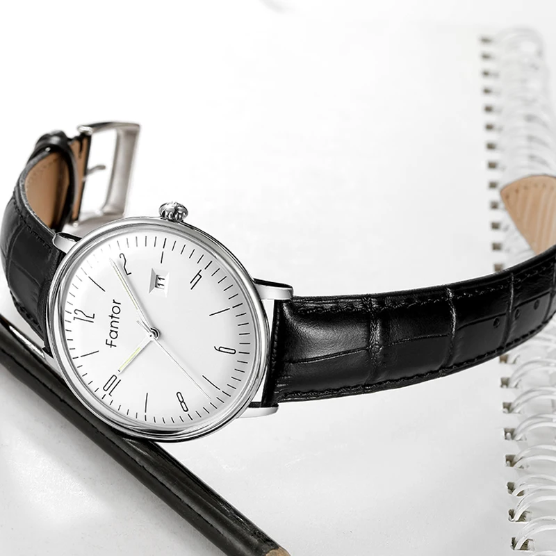 Fantor брендовые деловые мужские наручные часы с кожаным ремешком и датой
